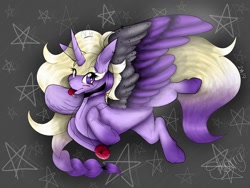 Size: 1080x810 | Tagged: safe, artist:saladstarry, oc, oc only, oc:star heart, species:alicorn, species:pony, g4, alicorn oc, blep, choker, female, horn, jewelry, mare, necklace, solo, tongue out, wings