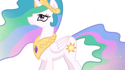 Size: 1920x1080 | Tagged: safe, artist:sallyso, character:princess celestia, species:alicorn, species:pony, g4, crown, female, jewelry, mare, regalia, simple background, solo, white background