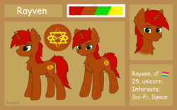 Size: 2048x1280 | Tagged: safe, artist:keupoz, oc, oc only, oc:rayven, species:pony, species:unicorn, g4, commission, male, reference, reference sheet, text