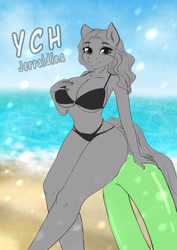 Size: 2600x3680 | Tagged: safe, artist:jerraldina, species:anthro, g4, beach, big breasts, bikini, breasts, clothing, commission, curvy, female, floaty, hourglass figure, ocean, summer, swimsuit, your character here