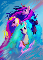 Size: 3000x4133 | Tagged: safe, artist:terrafomer, character:princess cadance, character:princess celestia, character:princess luna, character:twilight sparkle, character:twilight sparkle (alicorn), species:alicorn, species:pony, episode:the last problem, g4, my little pony: friendship is magic, alicorn tetrarchy, bust, female, high res, looking at you, mare, older, older twilight, portrait, princess twilight 2.0, profile