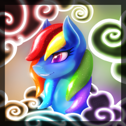 Size: 4000x4000 | Tagged: safe, artist:eltaile, character:rainbow dash, species:pegasus, species:pony, g4, cloud, female, food, jelly, shiny, smiling, solo