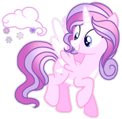 Size: 1603x1557 | Tagged: artist needed, safe, artist:twinklecometyt, base used, oc, oc only, parent:diamond tiara, parent:princess cadance, species:alicorn, species:pony, g4, female, magical lesbian spawn, mare, offspring, parents:diamondance, simple background, smiling, solo, transparent background
