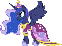 Size: 5000x3745 | Tagged: safe, artist:sidorovich, character:princess luna, species:alicorn, species:pony, episode:magical mystery cure, g4, my little pony: friendship is magic, absurd resolution, clothing, coronation dress, dress, female, mare, simple background, solo, transparent background, vector