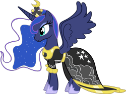 Size: 5000x3745 | Tagged: safe, artist:sidorovich, edit, character:princess luna, species:alicorn, species:pony, episode:magical mystery cure, g4, my little pony: friendship is magic, absurd resolution, clothing, dress, female, mare, recolor, simple background, solo, transparent background, vector