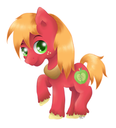 Size: 791x874 | Tagged: safe, artist:avelineh, character:big mcintosh, species:pony, g4, male, raised hoof, simple background, solo, teenage big macintosh, teenager, transparent background, younger