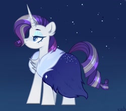 Size: 2028x1793 | Tagged: safe, artist:n in a, character:rarity, species:pony, species:unicorn, episode:the last problem, g4, my little pony: friendship is magic, chest fluff, cloak, clothing, ear fluff, eyeshadow, female, makeup, mare, older, older rarity, profile, skunk stripe, solo, wingding eyes