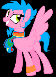 Size: 410x560 | Tagged: safe, artist:captainsnarkyninja, oc, oc:thunder dash, species:pegasus, species:pony, g4, clothing, female, pegasus oc, scarf, solo, wings