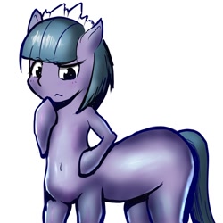 Size: 1362x1362 | Tagged: safe, artist:nullpotower, g4, female, hoof on chin, ponytaur, simple background, solo, tote bag (character), unsure, white background