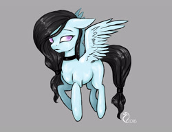 Size: 2914x2236 | Tagged: safe, artist:cvanilda, oc, oc only, oc:sky secret, species:pegasus, species:pony, g4, choker, female, gray background, mare, pegasus oc, signature, simple background, solo, wings