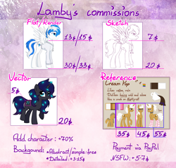Size: 4093x3918 | Tagged: safe, artist:lambydwight, oc, species:pony, g4, advertisement, commission info, price sheet, text