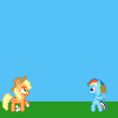 Size: 400x400 | Tagged: safe, artist:silent pone, derpibooru original, character:applejack, character:rainbow dash, species:earth pony, species:pegasus, species:pony, g4, animated, baseball, baseball bat, bipedal, bored, cricket, cricket ball, cricket bat, female, gif, mare, pixel art, sports, throwing