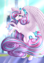 Size: 2480x3508 | Tagged: safe, artist:nuumia, character:princess flurry heart, species:pony, g4, bow, hair bow, older, solo