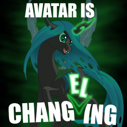 Size: 512x512 | Tagged: safe, alternate version, artist:nebulastar985, character:queen chrysalis, species:changeling, fanfic:midnight star, g4, changeling queen, female, glowing horn, horn, magic, solo, telekinesis