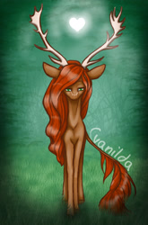 Size: 2157x3260 | Tagged: safe, artist:cvanilda, oc, oc only, species:deer, g4, antlers, grass, signature, solo