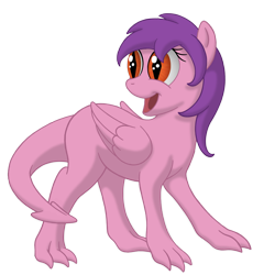 Size: 1846x1920 | Tagged: safe, artist:nebulastar985, species:dracony, species:dragon, species:pony, g4, eyelashes, female, hybrid, looking back, open mouth, simple background, smiling, solo, transparent background, wings