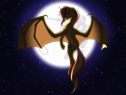 Size: 2000x1500 | Tagged: safe, artist:nebulastar985, character:sunset shimmer, species:alicorn, species:bat pony, species:pony, g4, bat ponified, bat pony alicorn, bat wings, female, flying, full moon, horn, mare, moon, night, race swap, solo, stars, wings