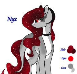Size: 1200x1146 | Tagged: safe, artist:moonsong103, artist:paintpalet35, base used, oc, oc:nyx, species:alicorn, species:demon pony, species:earth pony, species:pony, g4, base artist:paintpalet35, base:paintpalet35, collar, dark magic, demon, demon oc, demon pony oc, earth pony oc, ethereal mane, female, female oc, galaxy mane, horn accessory, jewelry, leonine tail, magic, original species, ram horns, simple background, solo, sombra eyes, starry hair, starry tail, tiara, transparent background, undercolor, wavy hair, wavy mane, wavy tail