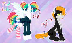 Size: 2972x1768 | Tagged: safe, artist:lambydwight, oc, oc only, species:pegasus, species:pony, g4, adoptable, cat, catpony, chest fluff, clothing, original species, socks, striped socks, tongue out