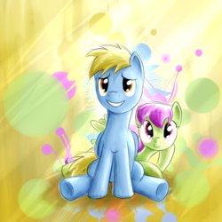 Size: 1500x1500 | Tagged: safe, artist:vunlinur, oc, oc only, oc:blue skies, oc:merry may, species:pegasus, species:pony, g4, abstract background, cute, female, male