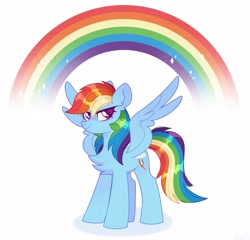 Size: 2048x1968 | Tagged: safe, artist:n in a, character:rainbow dash, species:pegasus, species:pony, g4, chest fluff, ear fluff, female, mare, rainbow, simple background, solo, spread wings, white background, wings