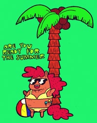 Size: 713x900 | Tagged: safe, artist:kicksatanout, character:pinkie pie, bikini, clothing, summer, swimsuit, tanned, text