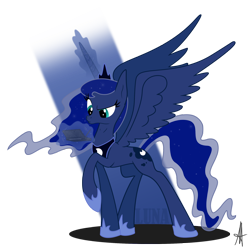 Size: 2012x2000 | Tagged: safe, artist:ardas91, character:princess luna, species:alicorn, species:pony, gamer luna, 3ds, female, high res, magic, mare, solo, telekinesis, video game