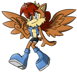 Size: 750x701 | Tagged: safe, artist:pavagat, species:alicorn, species:pony, crossover, dreamworks face, horn, pun, sally acorn, satam, sonic the hedgehog (series), wings