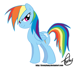 Size: 1000x882 | Tagged: dead source, safe, artist:bronyfang, character:rainbow dash, species:pegasus, species:pony, female, mare, signature, simple background, smiling, solo, transparent background