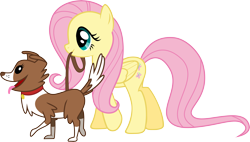 Size: 10559x6000 | Tagged: safe, artist:synthrid, character:fluttershy, character:winona, absurd resolution, collar, leash, simple background, transparent background, vector