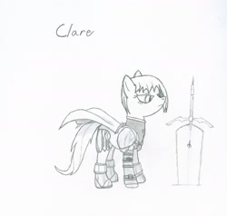 Size: 1841x1750 | Tagged: safe, artist:tyrellus, clare, claymore, drawing, ponified