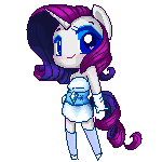 Size: 150x150 | Tagged: safe, artist:lelittleluna, character:rarity, species:anthro, ambiguous facial structure, animated, female, heart eyes, pixel art, solo