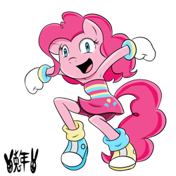 Size: 3000x3000 | Tagged: safe, artist:usagifriday, character:pinkie pie, species:anthro, species:plantigrade anthro, high res, signed, simple background, sonic the hedgehog (series), sonicified, style emulation, transparent background
