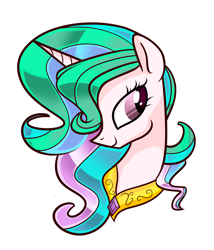 Size: 3001x3511 | Tagged: safe, artist:aaplepieeru, character:princess celestia, species:alicorn, species:pony, bust, female, high res, looking back, mare, missing accessory, portrait, profile, simple background, smiling, solo