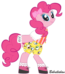 Size: 1400x1600 | Tagged: safe, artist:bobarella, character:pinkie pie, species:earth pony, species:pony, bow tie, clothing, costume, eyes, female, ponponpon, solo