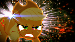 Size: 1920x1080 | Tagged: safe, artist:bronyyay123, character:applejack, angry, lens flare, vector, wallpaper