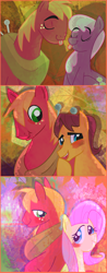 Size: 880x2241 | Tagged: safe, artist:darkwingsnark, character:big mcintosh, character:caramel, character:cheerilee, character:fluttershy, species:earth pony, species:pony, ship:caramac, ship:cheerimac, ship:fluttermac, bisexual, gay, male, shipping, stallion, straight