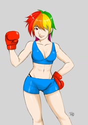 Size: 800x1131 | Tagged: safe, artist:diasfox, character:rainbow dash, boxing, foxy boxing, humanized