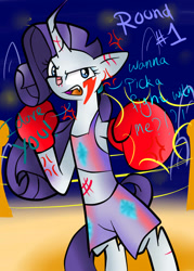 Size: 744x1037 | Tagged: safe, artist:voidless-rogue, character:rarity, boxing, female, scar, solo