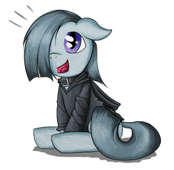 Size: 700x687 | Tagged: safe, artist:darkyosh, character:marble pie, clothing, collar, female, lonely inky, shirt, solo
