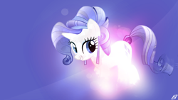 Size: 1920x1080 | Tagged: safe, artist:jave-the-13, character:rarity, alternate hairstyle, female, glow, lens flare, solo, vector, wallpaper