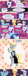 Size: 1260x3360 | Tagged: safe, artist:shwiggityshwah, character:applejack, character:derpy hooves, character:rainbow dash, character:rarity, character:sweetie belle, species:pegasus, species:pony, black dress, clothing, comic, cute, dress, female, funny, mare, wingboner