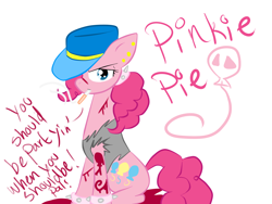 Size: 1600x1200 | Tagged: safe, artist:voidless-rogue, character:pinkie pie, cigarette, clothing, female, gangsta, hat, smoking, solo