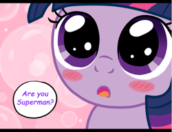 Size: 598x459 | Tagged: safe, artist:mangaka-girl, character:twilight sparkle, comic sans, cute, female, filly, solo, superman, text