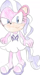 Size: 1311x2440 | Tagged: safe, artist:bluespeedsfan92, character:diamond tiara, species:anthro, species:plantigrade anthro, female, solo, sonic the hedgehog (series), sonicified, style emulation, traditional art