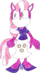Size: 665x1202 | Tagged: safe, artist:bluespeedsfan92, character:cheerilee, species:anthro, species:plantigrade anthro, female, solo, sonic the hedgehog (series), sonicified, style emulation, traditional art