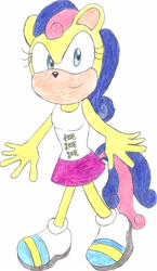 Size: 1631x2819 | Tagged: safe, artist:bluespeedsfan92, character:bon bon, character:sweetie drops, species:anthro, species:plantigrade anthro, female, solo, sonic the hedgehog (series), sonicified, style emulation, traditional art