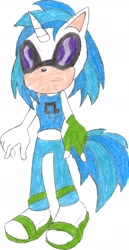 Size: 1540x2990 | Tagged: safe, artist:bluespeedsfan92, character:dj pon-3, character:vinyl scratch, species:anthro, species:plantigrade anthro, female, solo, sonic the hedgehog (series), sonicified, style emulation, traditional art