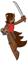 Size: 481x1051 | Tagged: safe, artist:miikymod, oc, oc only, species:anthro, species:plantigrade anthro, ambiguous facial structure, anthro oc, sandals, shield, solo, sword