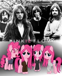 Size: 619x756 | Tagged: safe, artist:thisisdashie, character:pinkie pie, david gilmour, nick mason, pink floyd, ponified, richard wright, roger waters, rule 63